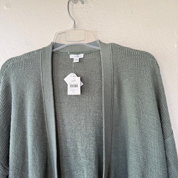 NEW! J. Jill Size XL Moss Green Long open cardigan - Picture 4 of 9